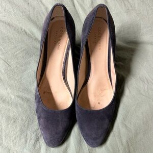 Cole Haan Navy Suede Round-Toe Heels